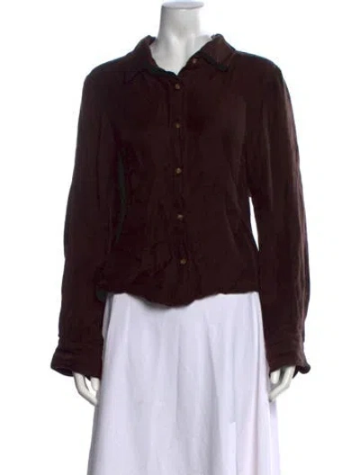 Pre-owned Anemos Long Sleeve Button-up Top In Multi