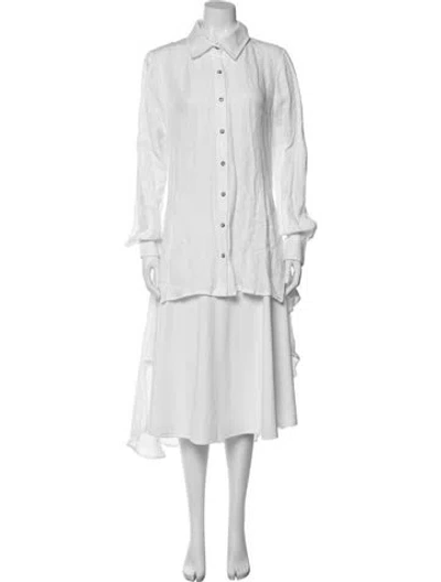 Pre-owned Anemos Long Sleeve Button-up Top In Neutral
