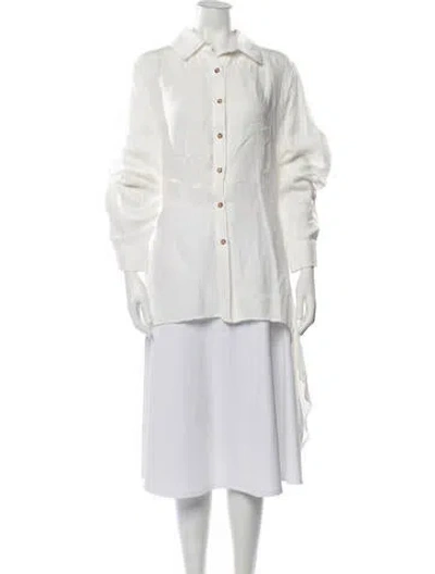 Pre-owned Anemos Long Sleeve Button-up Top In Neutrals