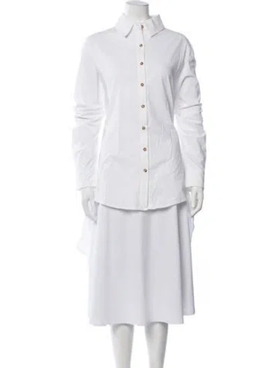Pre-owned Anemos Long Sleeve Button-up Top W/ Tags In White