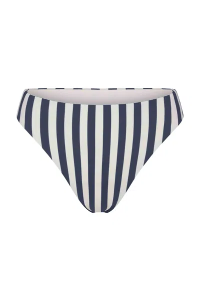 Anemos Midi High-cut Bikini Bottom In Marine Vertical Stripes