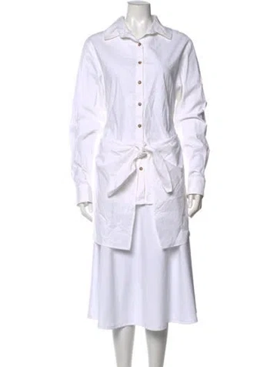 Pre-owned Anemos Midi Length Dress In White
