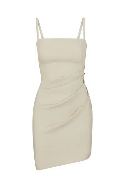 Anemos Nadege Draped Mini Dress In Stretch Linen In Natural