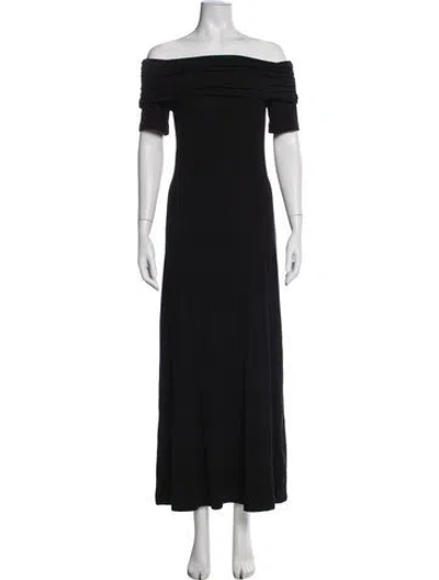 Pre-owned Anemos Off-the-shoulder Long Dress In Black