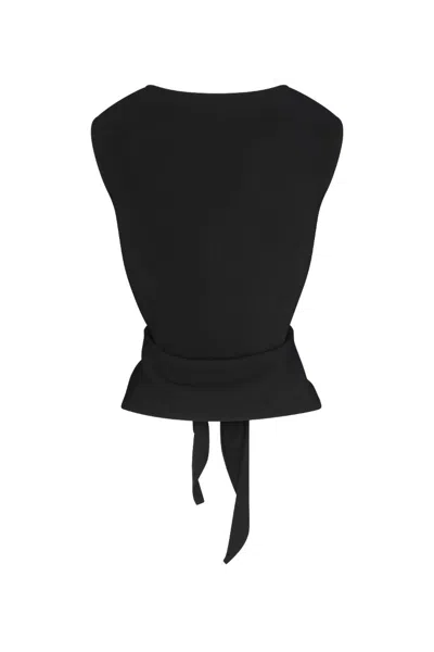Anemos Open Back Tie Top In Stretch Twill In Black