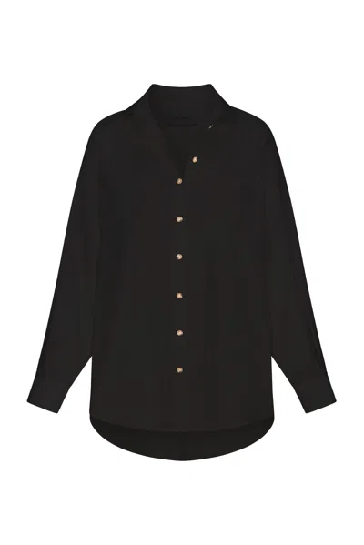 Anemos Pool Shirt Button-down Tunic In Stretch Cotton In Black