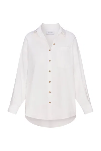 Anemos Pool Shirt Button-down Tunic In Stretch Cotton In White