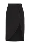Anemos Knot Draped Midi Skirt In Luxe Cupro Jersey In Black