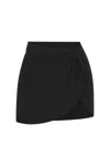 Anemos Knot Draped Mini Skirt In Luxe Cupro Jersey In Black