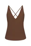 Anemos Preorder: Plunging Bias-cut Top In Stretch Suiting In Marron