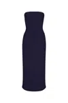 Anemos Strapless Midi Dress In Stretch Twill In Marine