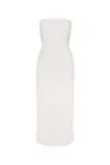 Anemos Strapless Midi Dress In Stretch Twill In White