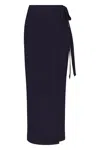 Anemos Preorder: Wrap Tie Maxi Skirt In Stretch Twill In Marine