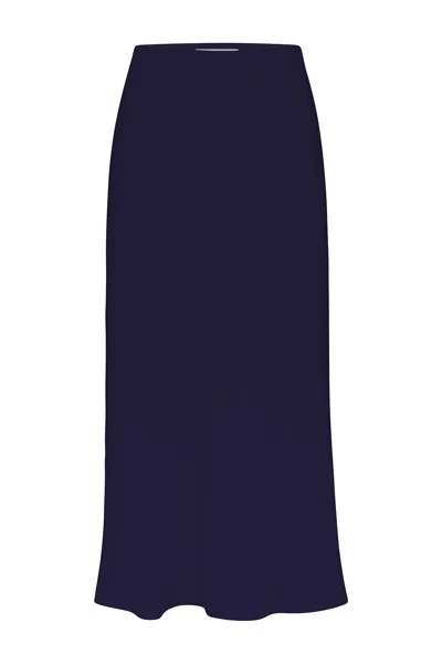 Anemos Rey Bias-cut Skirt In Stretch Twill In Marine