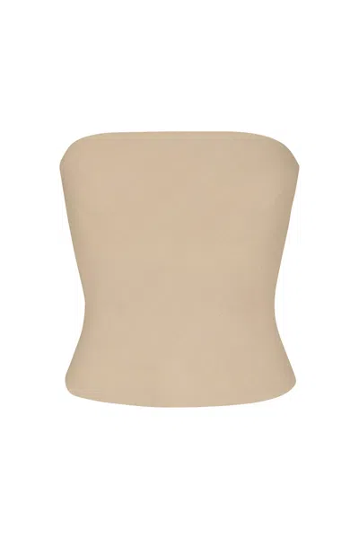 Anemos Ritts Strapless Top In Stretch Twill In Taupe