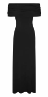 Anemos Ruched Off-the-shoulder Maxi Dress In Compact Jersey In Black