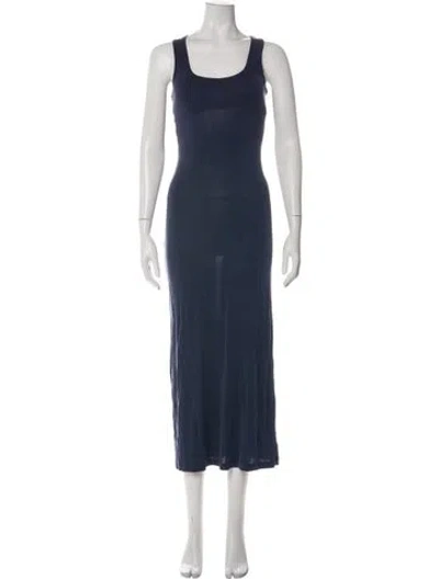 Pre-owned Anemos Scoop Neck Long Dress In Blue
