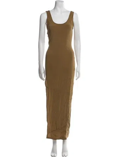 Pre-owned Anemos Scoop Neck Long Dress In Green