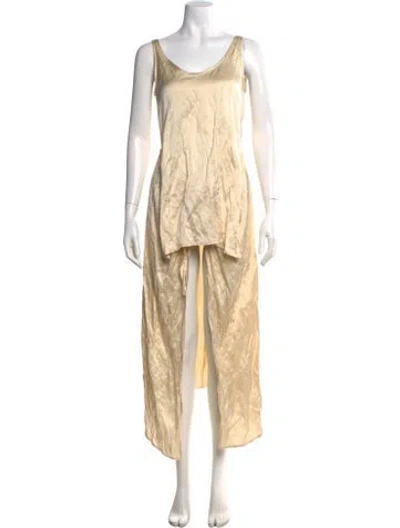 Pre-owned Anemos Scoop Neck Long Dress In Neutral