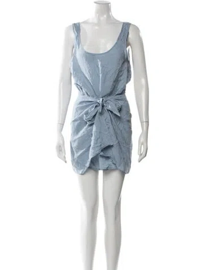 Pre-owned Anemos Scoop Neck Midi Length Dress In Blue