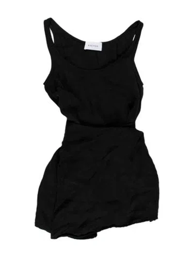 Pre-owned Anemos Scoop Neck Mini Dress In Black