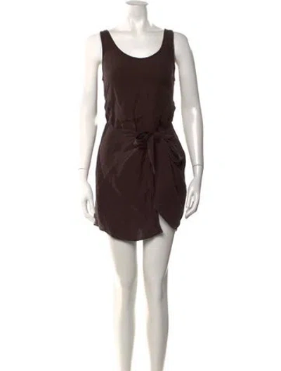 Pre-owned Anemos Scoop Neck Mini Dress In Brown