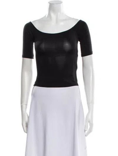 Pre-owned Anemos Scoop Neck Short Sleeve Crop Top In Black