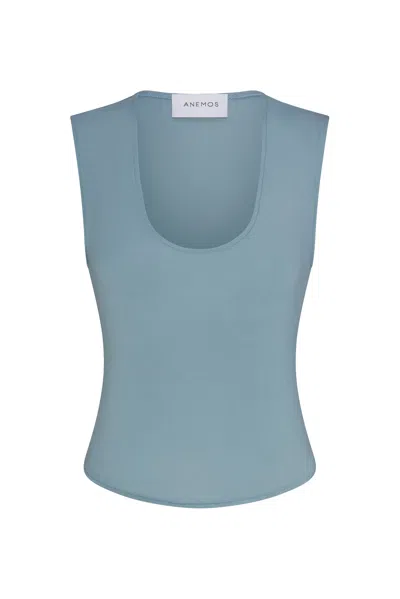 Anemos Sleeveless Top In Baby Rib In Blue