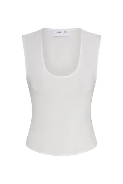 Anemos Sleeveless Top In Baby Rib In White