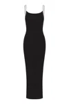 Anemos Square Neck Maxi Tank Dress In Black & White Contrast Strap Jersey In Black