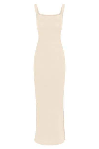 Anemos Square Neck Maxi Tank Dress In Compact Jersey In Brown