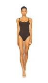 Anemos The Square Neck Open Back One-piece In Brown