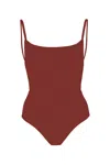 Anemos Square Neck Open Back One-piece In Umber