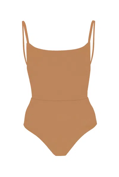 Anemos Square Neck Open Back One-piece In Brown