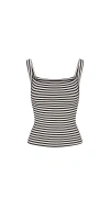 Anemos Square Neck Tank Top Black & White Stripe
