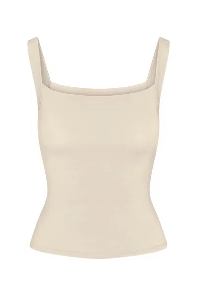 Anemos Square Neck Tank Top In Compact Jersey In Oyster
