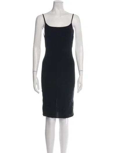 Pre-owned Anemos Square Neckline Knee-length Dress In Black