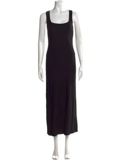 Pre-owned Anemos Square Neckline Long Dress In Black