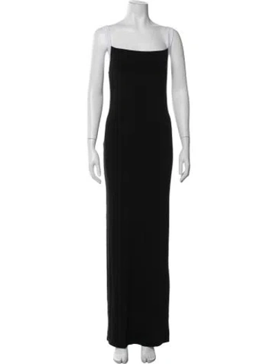 Pre-owned Anemos Square Neckline Long Dress In Black