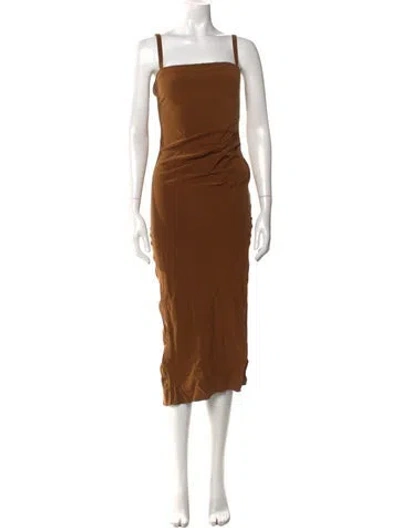 Pre-owned Anemos Square Neckline Long Dress In Brown