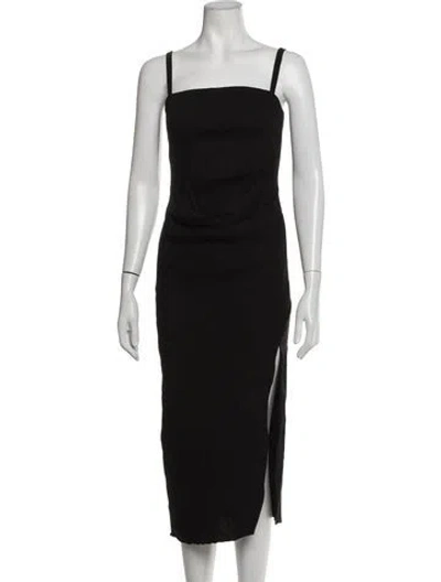 Pre-owned Anemos Square Neckline Midi Length Dress In Black