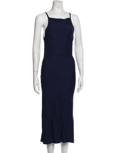 Pre-owned Anemos Square Neckline Midi Length Dress In Blue