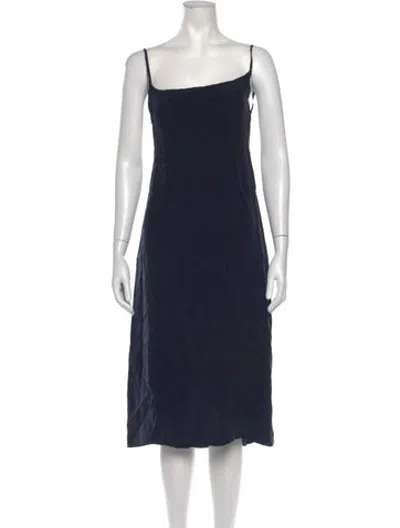 Pre-owned Anemos Square Neckline Midi Length Dress In Blue