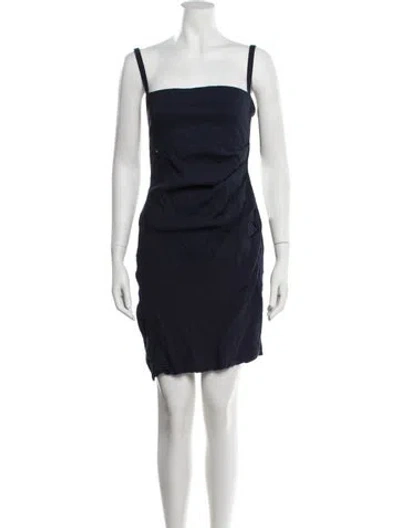 Pre-owned Anemos Square Neckline Mini Dress In Blue