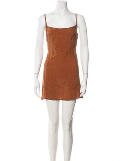 Pre-owned Anemos Square Neckline Mini Dress In Brown