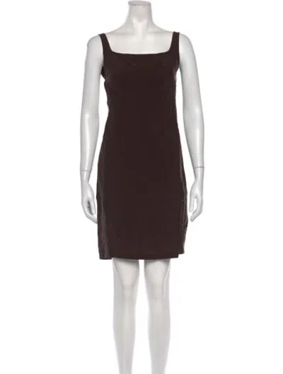 Pre-owned Anemos Square Neckline Mini Dress In Brown
