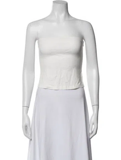 Pre-owned Anemos Strapless Crop Top In White