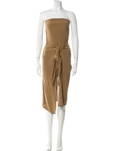 Pre-owned Anemos Strapless Knee-length Dress In Brown