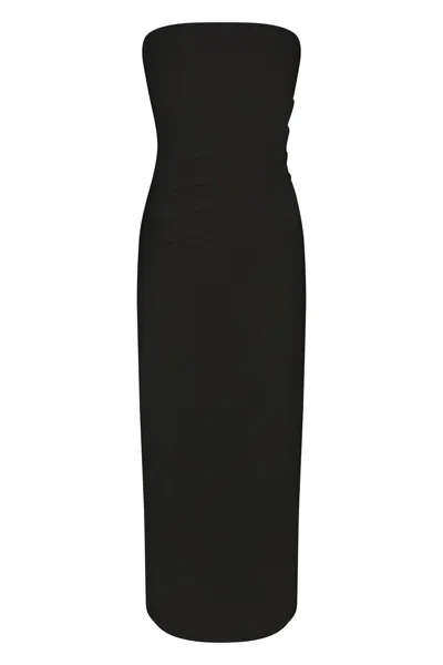 Anemos Strapless Nadege Draped Maxi Dress In Stretch Cotton In Black