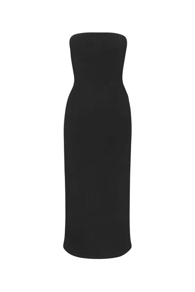 Anemos The Strapless Tie Back Dress In Stretch Cupro In Black